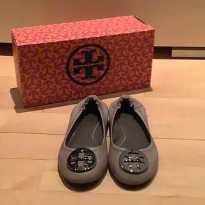 Tory Burch Ballet Flats Grey Leather